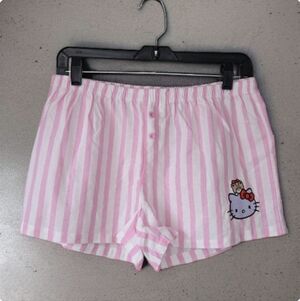 Hello Kitty Pink and White Striped Pajama Boxer Shorts Loungewear
